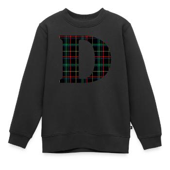 Monogramme d tartan écossais - Sweat Premium enfant bio - noir - Devant - AI Model Kid Female (0cm)