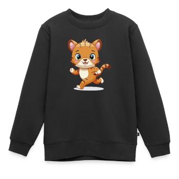 Tigresse à l’aventure - Sweat Premium enfant bio - noir - Devant - AI Model Kid Female (0cm)