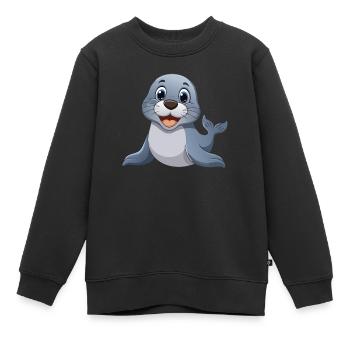 Robbchen – Der süße Blickfang! - Kinder Premium Organic Sweatshirt - Schwarz - Vorne - AI Model Kid Female (0cm)