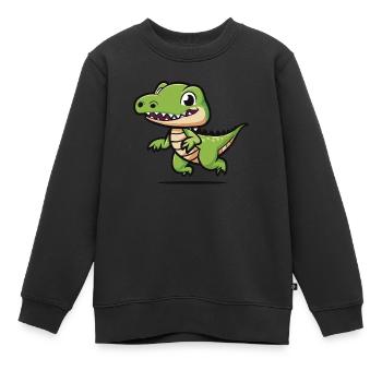 Düwex – Dein cooler Dino-Look - Kinder Premium Organic Sweatshirt - Schwarz - Vorne - AI Model Kid Female (0cm)