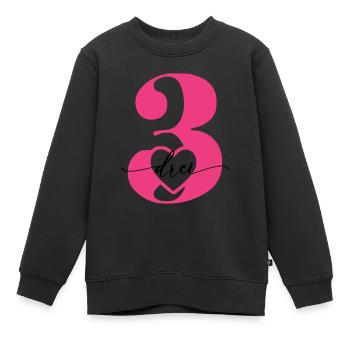 Ziffer Drei 3 mit Herz - Kinder Premium Organic Sweatshirt - Schwarz - Vorne - AI Model Kid Female (0cm)