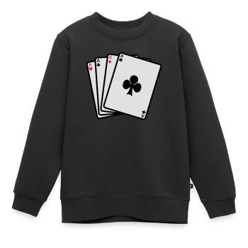 Poker - Karten - Kinder Premium Organic Sweatshirt - Schwarz - Vorne - AI Model Kid Female (0cm)