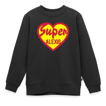 alexis super heart love heart - Kids Premium Organic Sweatshirt - black - Front - AI Model Kid Female (0cm)