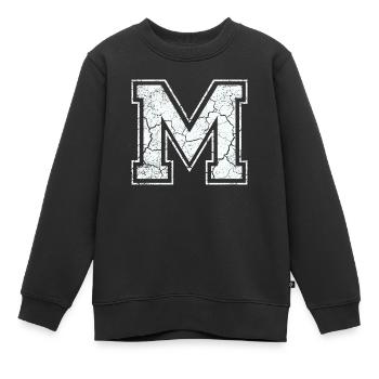 Un caractère m dans blanc in Used Look - Sweat Premium enfant bio - noir - Devant - AI Model Kid Female (0cm)
