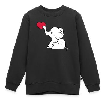 coeur amour donner l'amour amoureux elephant assis sweet - Sweat Premium enfant bio - noir - Devant - AI Model Kid Female (0cm)