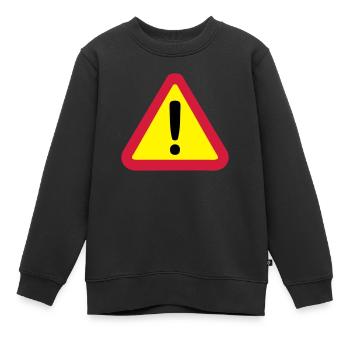 panneau danger 812 - Sweat Premium enfant bio - noir - Devant - AI Model Kid Female (0cm)