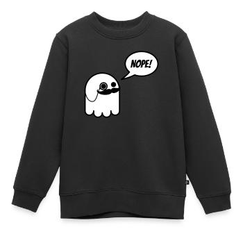 Sir Geist mit Schnurrbart und Monokel sagt Nope - Kinder Premium Organic Sweatshirt - Schwarz - Vorne - AI Model Kid Female (0cm)