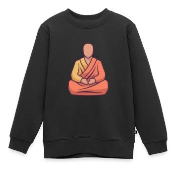 A Monk Practicing Yoga - Kids Premium Organic Sweatshirt - black - Front - AI Model Kid Female (0cm)