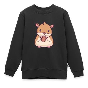 Hamster avec une noix - Sweat Premium enfant bio - noir - Devant - AI Model Kid Female (0cm)