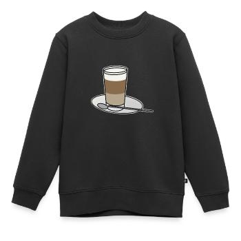 Latte Macchiato en verre cadeau de café - Sweat Premium enfant bio - noir - Devant - AI Model Kid Female (0cm)