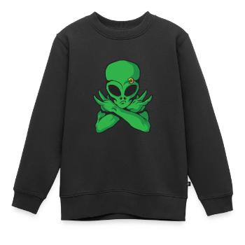 Alien Alien Pierce - Sweat Premium enfant bio - noir - Devant - AI Model Kid Female (0cm)