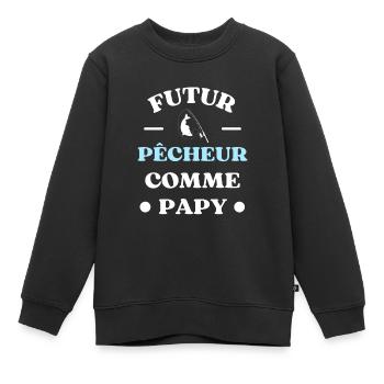futur pecheur comme papy humour peche garçon drole - Sweat Premium enfant bio - noir - Devant - AI Model Kid Female (0cm)