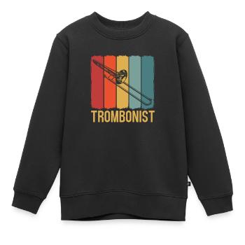 Retro Posaune Vintage Posaune - Kinder Premium Organic Sweatshirt - Schwarz - Vorne - AI Model Kid Female (0cm)