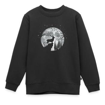 Cerf - Sweat Premium enfant bio - noir - Devant - AI Model Kid Female (0cm)