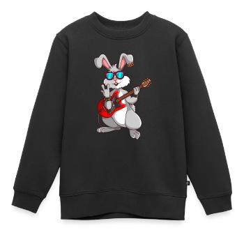 Hase Rockmusiker Ostern - Kinder Premium Organic Sweatshirt - Schwarz - Vorne - AI Model Kid Female (0cm)