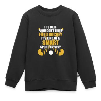 Feldhockey - Kinder Premium Organic Sweatshirt - Schwarz - Vorne - AI Model Kid Female (0cm)
