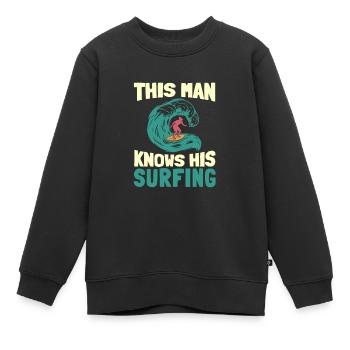 Surfing Surfer Surfer - Kids Premium Organic Sweatshirt - black - Front - AI Model Kid Female (0cm)