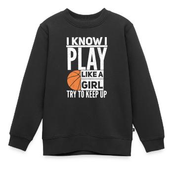 Basketteur de basket-ball - Sweat Premium enfant bio - noir - Devant - AI Model Kid Female (0cm)