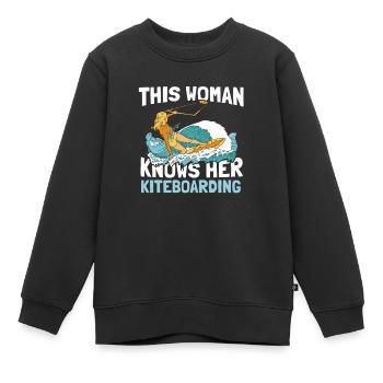 Kitesurfing Kiteboarding Kite Kite Kiten - Kids Premium Organic Sweatshirt - black - Front - AI Model Kid Female (0cm)
