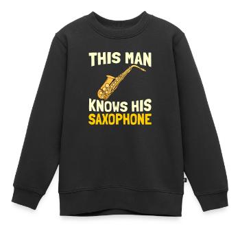 Sax Saxophone Saxophone Musician Jazz - Kids Premium Organic Sweatshirt - black - Front - AI Model Kid Female (0cm)