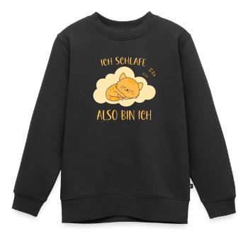 Ich schlafe also bin ich - Katzen Spruch schlafen - Kinder Premium Organic Sweatshirt - Schwarz - Vorne - AI Model Kid Female (0cm)