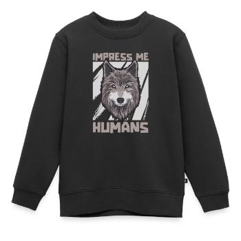 Loup - Sweat Premium enfant bio - noir - Devant - AI Model Kid Female (0cm)