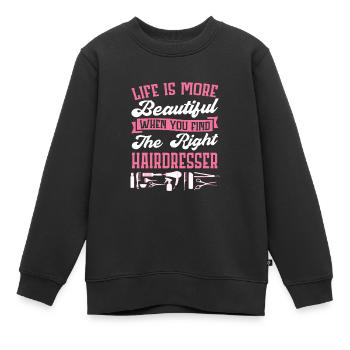 Coiffeur Coiffeur Coiffure Coiffure Coiffure Coiffure - Sweat Premium enfant bio - noir - Devant - AI Model Kid Female (0cm)