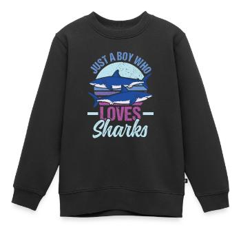 Requins - Sweat Premium enfant bio - noir - Devant - AI Model Kid Female (0cm)