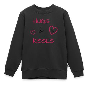 I love clothes / Hugs&Kisses - Kinder Premium Organic Sweatshirt - Schwarz - Vorne - AI Model Kid Female (0cm)