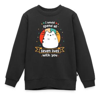 Cat Funny Cats Saying Kitten Comic Hangover - Kids Premium Organic Sweatshirt - black - Front - AI Model Kid Female (0cm)