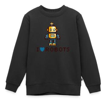 I Love Robots - Kids Premium Organic Sweatshirt - black - Front - AI Model Kid Female (0cm)