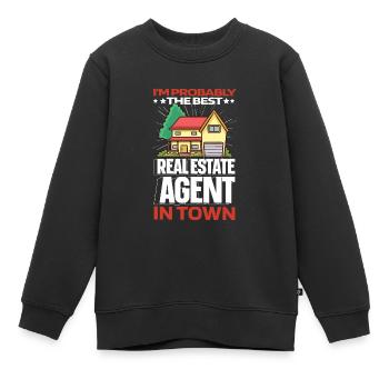 Agent immobilier Witzig - Sweat Premium enfant bio - noir - Devant - AI Model Kid Female (0cm)