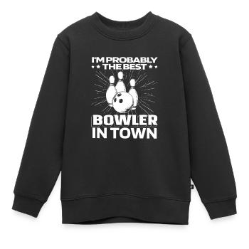 Bowling Bowlen Bowler Lustig - Kinder Premium Organic Sweatshirt - Schwarz - Vorne - AI Model Kid Female (0cm)