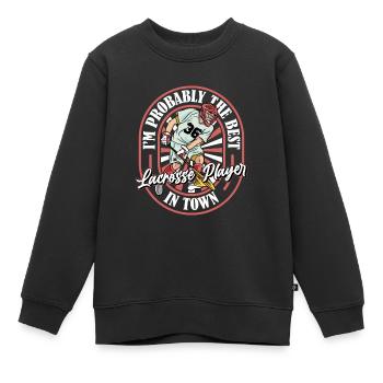 Lacrosse Witzig - Kinder Premium Organic Sweatshirt - Schwarz - Vorne - AI Model Kid Female (0cm)
