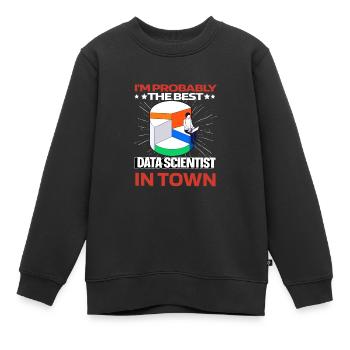 Analyste de données en science des données Lustig - Sweat Premium enfant bio - noir - Devant - AI Model Kid Female (0cm)