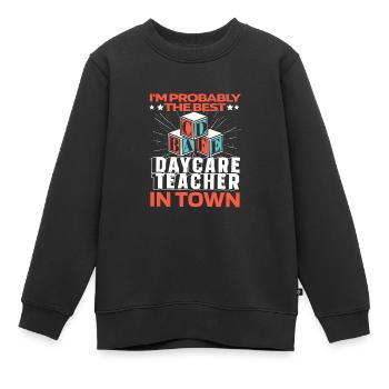 Enseignante maternelle Assistante maternelle Lustig - Sweat Premium enfant bio - noir - Devant - AI Model Kid Female (0cm)