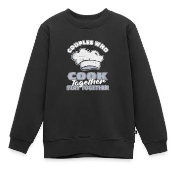 Couple de cuisinier - Sweat Premium enfant bio - noir - Devant - AI Model Kid Female (0cm)