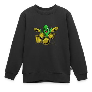 Batterie Batteur Batteur Cactus - Sweat Premium enfant bio - noir - Devant - AI Model Kid Female (0cm)