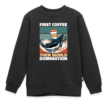Café de poisson-chat - Sweat Premium enfant bio - noir - Devant - AI Model Kid Female (0cm)