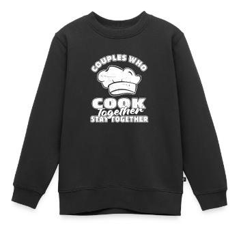 Couple de cuisinier - Sweat Premium enfant bio - noir - Devant - AI Model Kid Female (0cm)