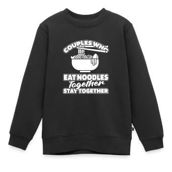 Couple de nouilles - Sweat Premium enfant bio - noir - Devant - AI Model Kid Female (0cm)