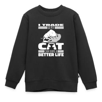 Day Trading Day Trader Katze - Kinder Premium Organic Sweatshirt - Schwarz - Vorne - AI Model Kid Female (0cm)