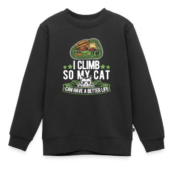 Klettern Kletterer Katze - Kinder Premium Organic Sweatshirt - Schwarz - Vorne - AI Model Kid Female (0cm)