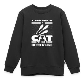 Jongler Jongleur Chat - Sweat Premium enfant bio - noir - Devant - AI Model Kid Female (0cm)