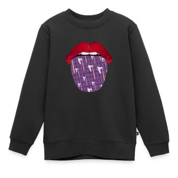 Bijl werpen Bijl Werper Lippen - Kinder Premium sweater biologisch - zwart - Voor - AI Model Kid Female (0cm)