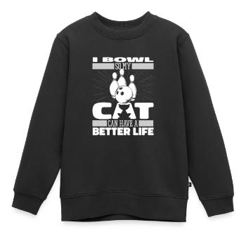 Bowling Bowlen Bowler Katze - Kinder Premium Organic Sweatshirt - Schwarz - Vorne - AI Model Kid Female (0cm)