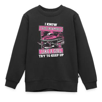 Schneemobil Motorschlitten Humor - Kinder Premium Organic Sweatshirt - Schwarz - Vorne - AI Model Kid Female (0cm)