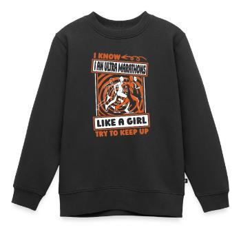 Ultramarathon Witzig - Kinder Premium Organic Sweatshirt - Schwarz - Vorne - AI Model Kid Female (0cm)