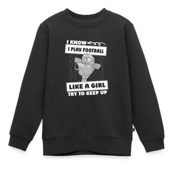 Football américain féminin - Sweat Premium enfant bio - noir - Devant - AI Model Kid Female (0cm)
