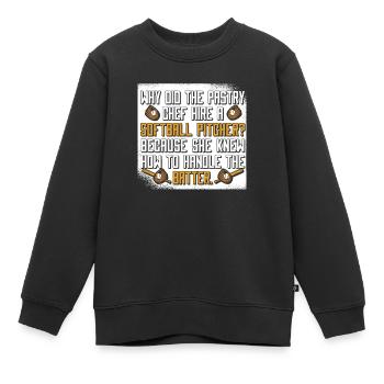 Softball Witzig - Kinder Premium Organic Sweatshirt - Schwarz - Vorne - AI Model Kid Female (0cm)